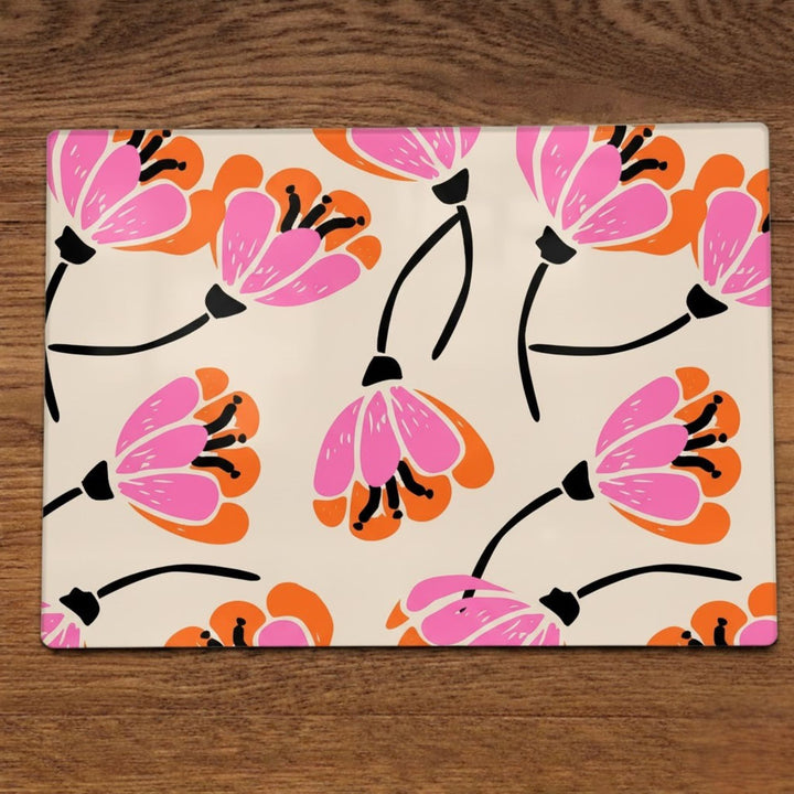 Retro bloom glass placemats by Yililo, a set of colourful wipe clean table mats