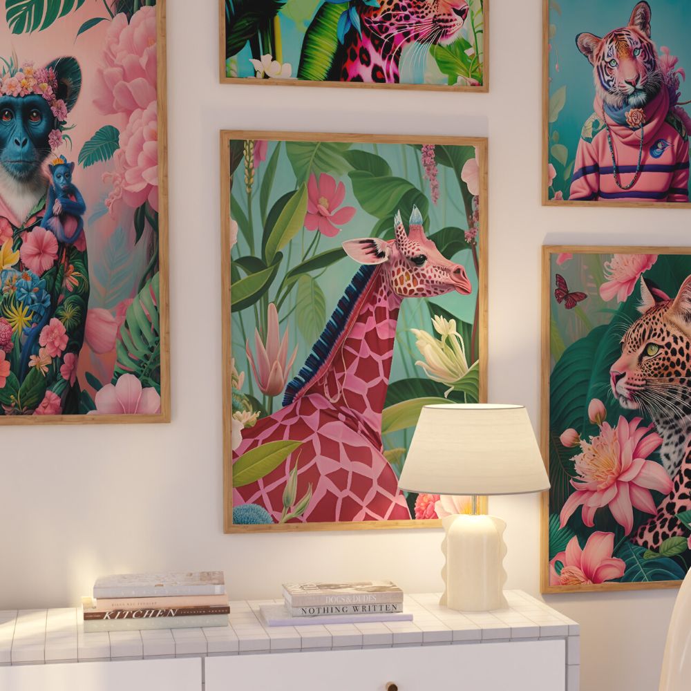The Pink Giraffe Flora Fine Art Print