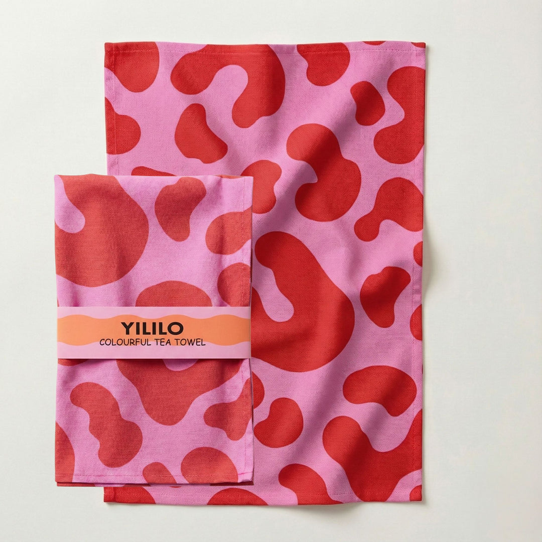Pink Red Leopard Print Cotton Tea Towel