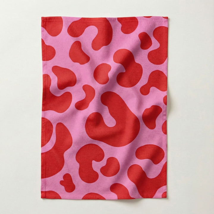 Pink Red Leopard Print Cotton Tea Towel