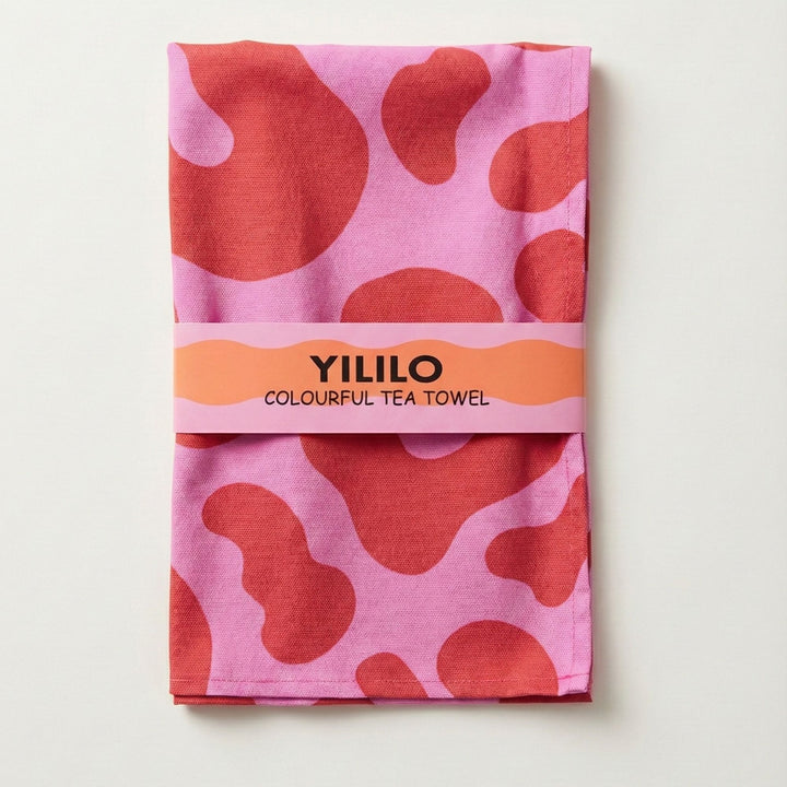 Pink Red Leopard Print Cotton Tea Towel