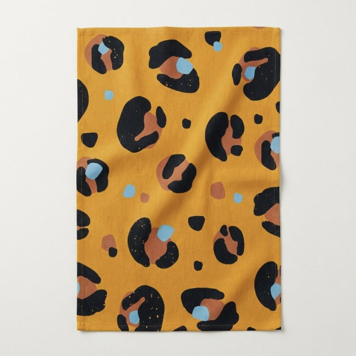 Yellow Leopard Print Cotton Tea Towel