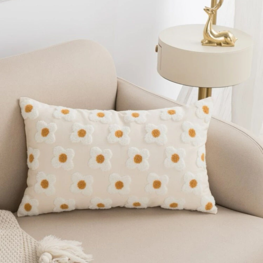 Daisy Embroidered Cushion Cover