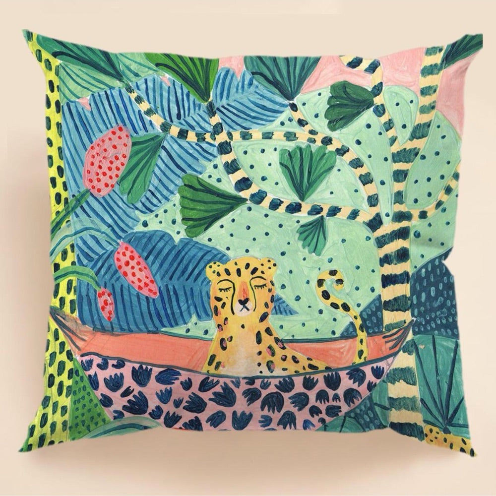 Colourful Tropical Leopard Cushion Cover