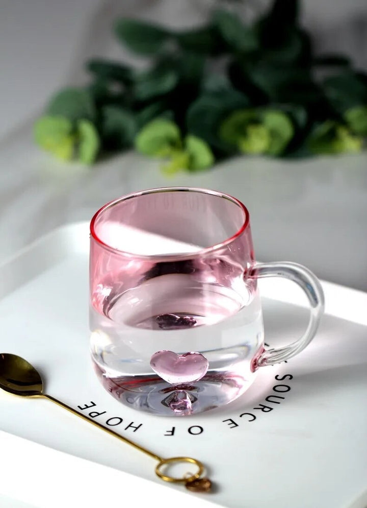 Ombré Pink Glass Heart Mug - Yililo