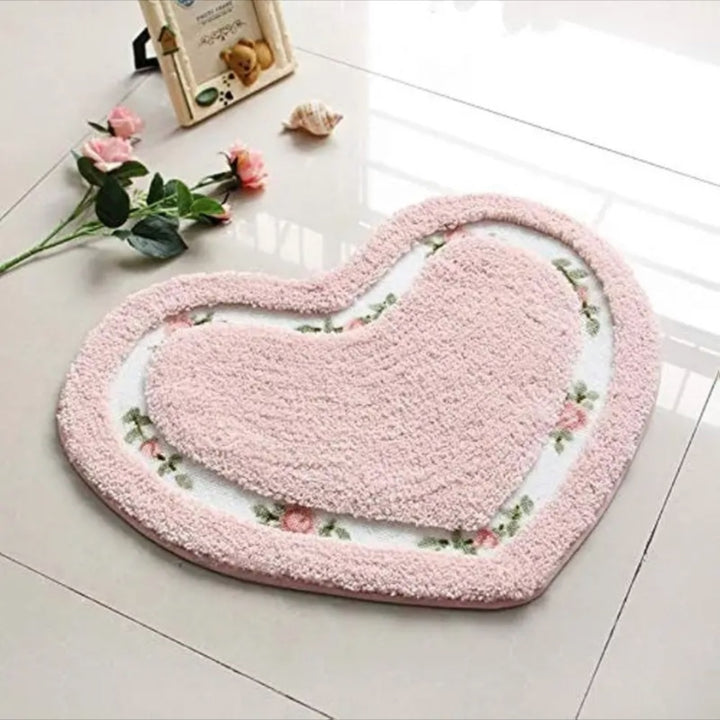 Heart Shape Flower Small Floor Mat Rug