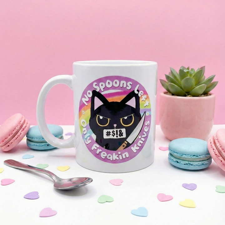 No Spoons Left Funny Rude Cat Mug Cup