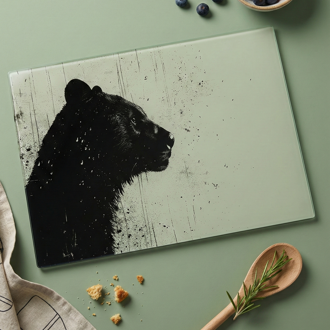 Shadow Bear Glass Chopping Board