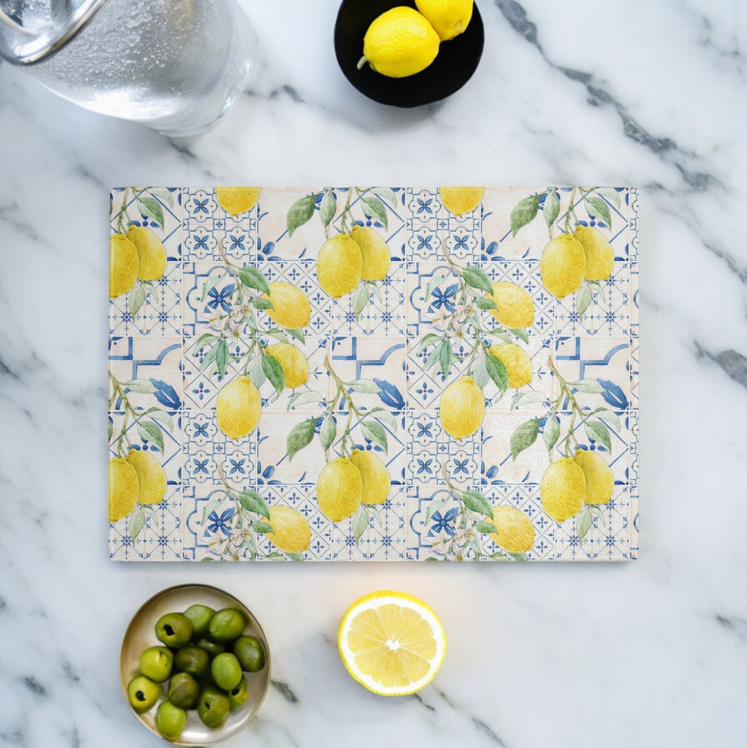 The Greek Lemons Glass Chopping Board