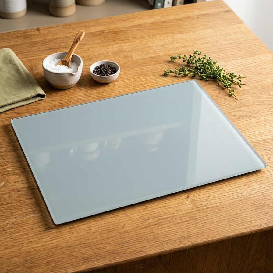 Mist Blue Grey Glass Chopping Board