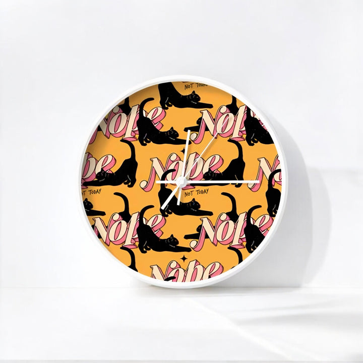 Nope Black Cat Wall Clock