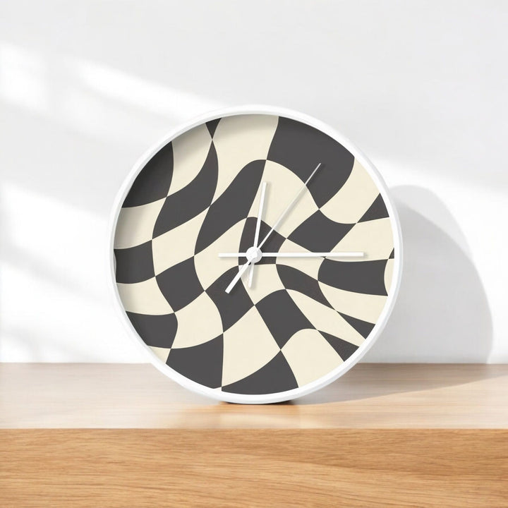 90s Black Wavy Check Wall Clock