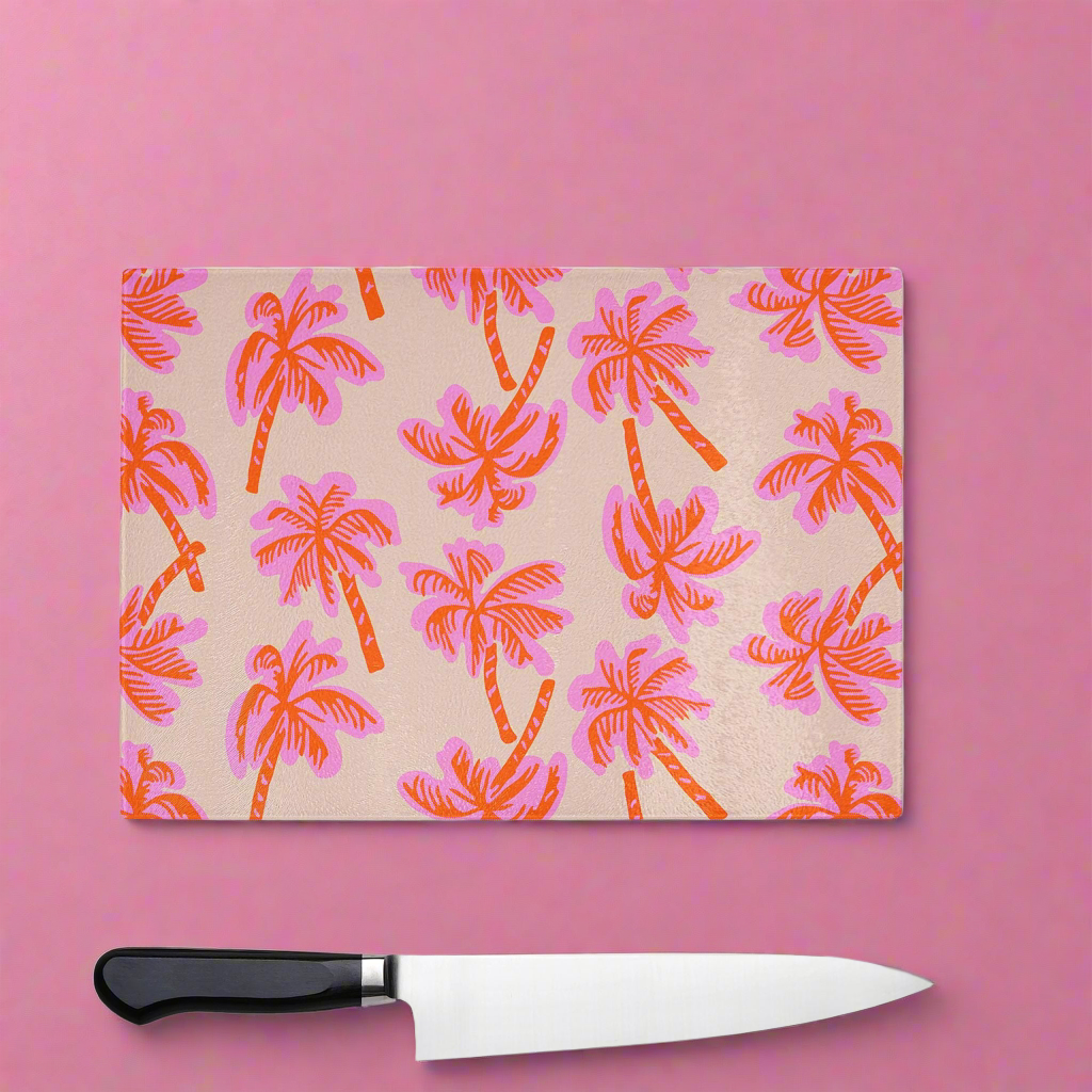 Tropical Vibes Glass Chopping Board