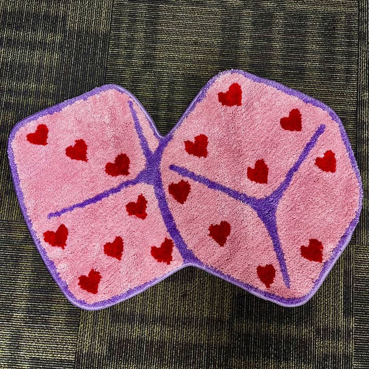 Lucky Pink Dice Hearts Rug