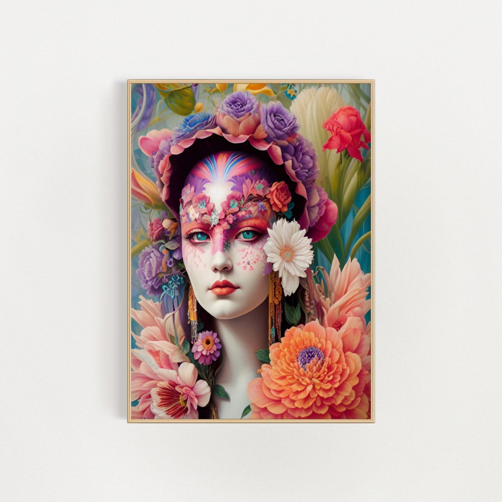 Pastel Flower Face Flora Fine Art Print - Yililo