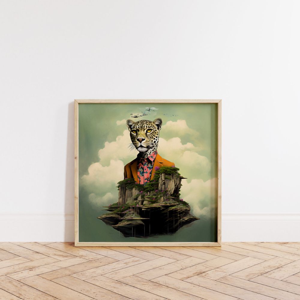 Leopard Guard Abstract Animal Wall Art Print - Yililo