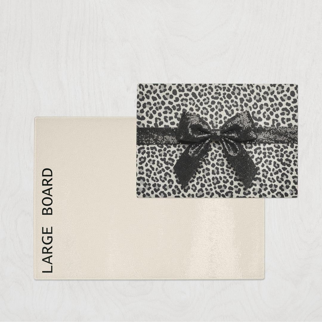 Leopard Luxe Christmas Glass Chopping Board