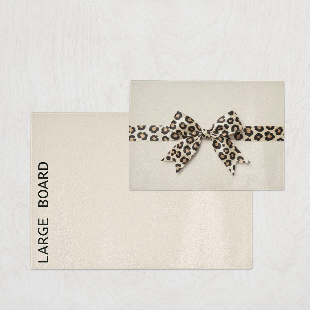 Beige board with leopard print bow and 'Large Board' text on a light gray background