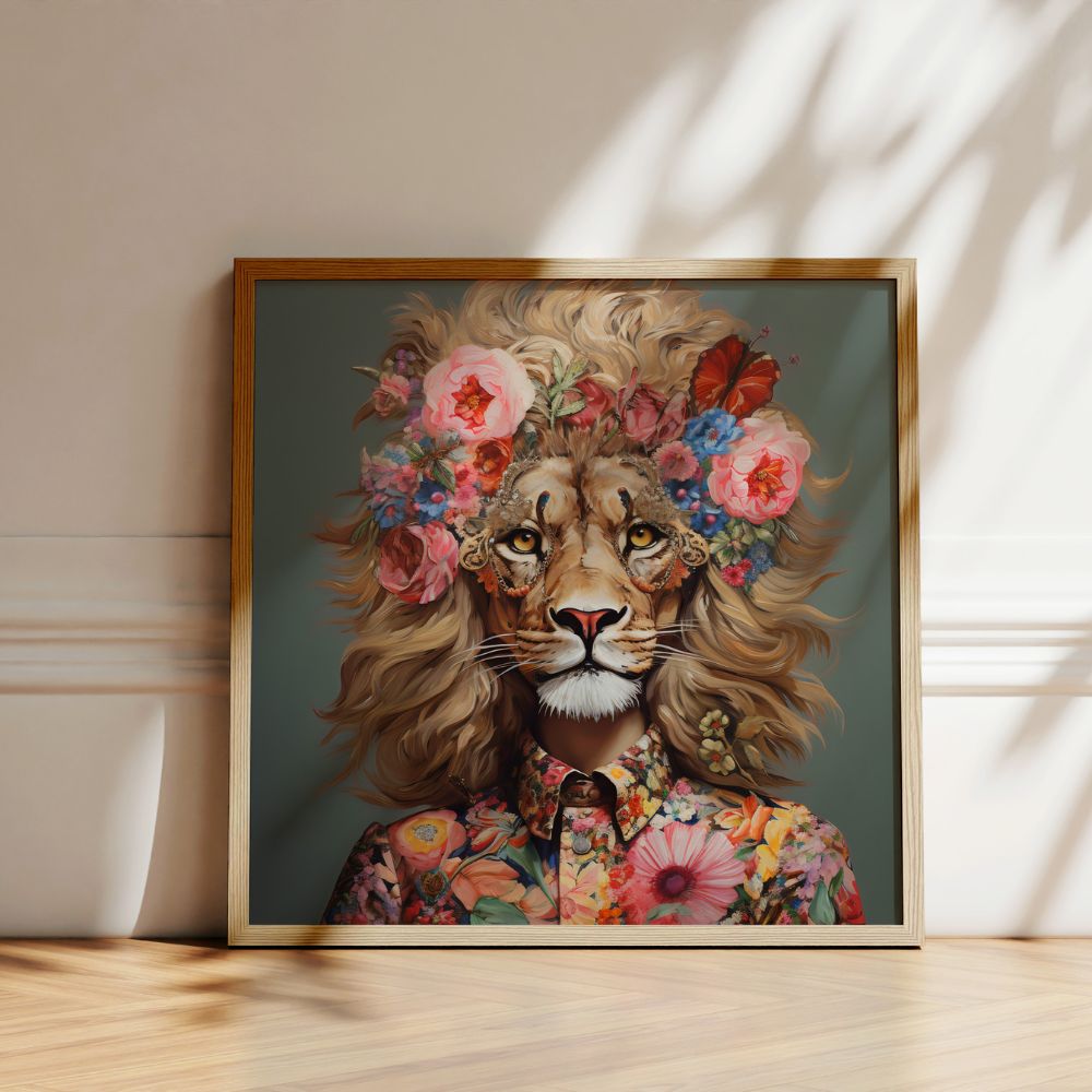 Lion Wearing Vintage Sunglasses Wall Art Poster - Yililo