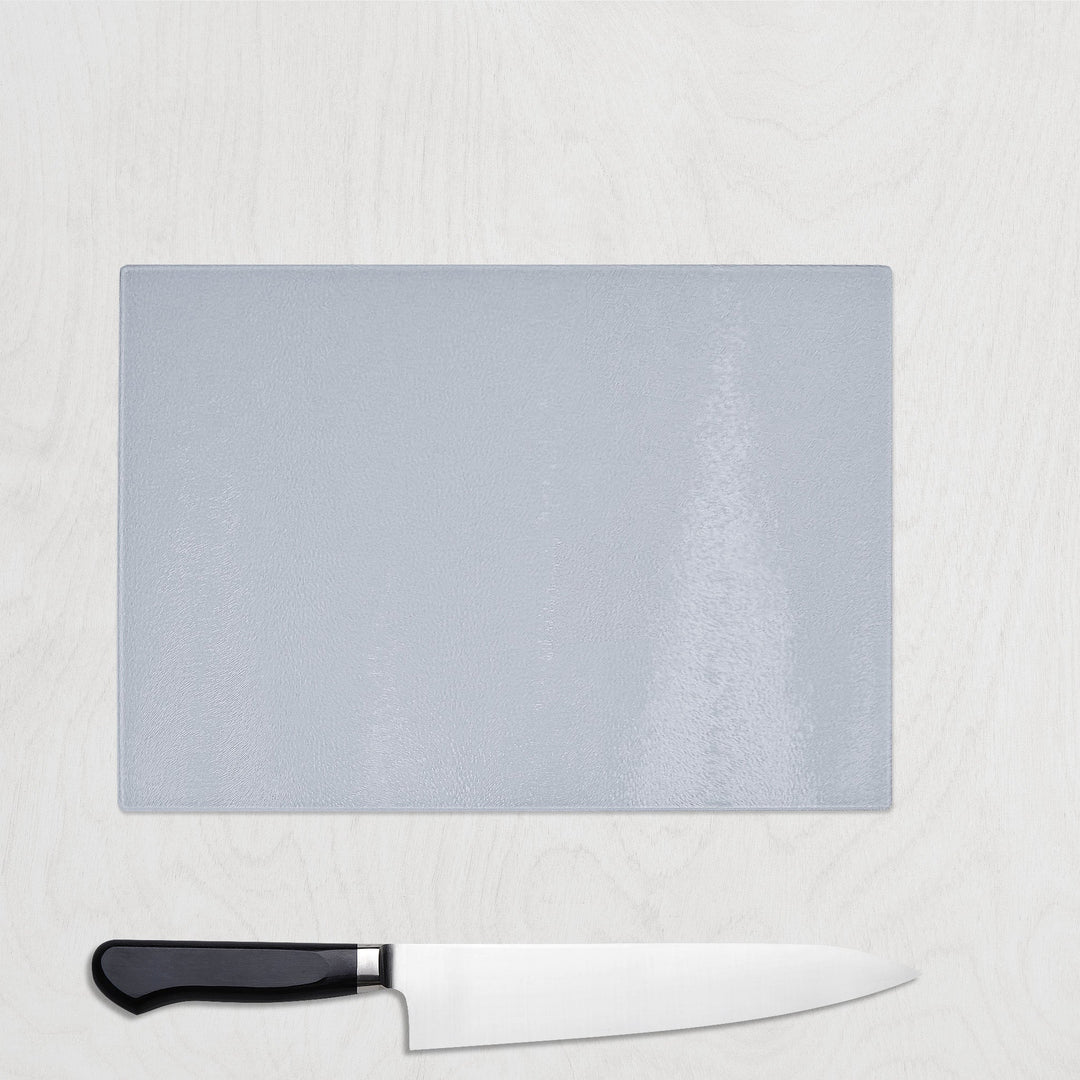 Mist Grey Glass Chopping Board on a white background