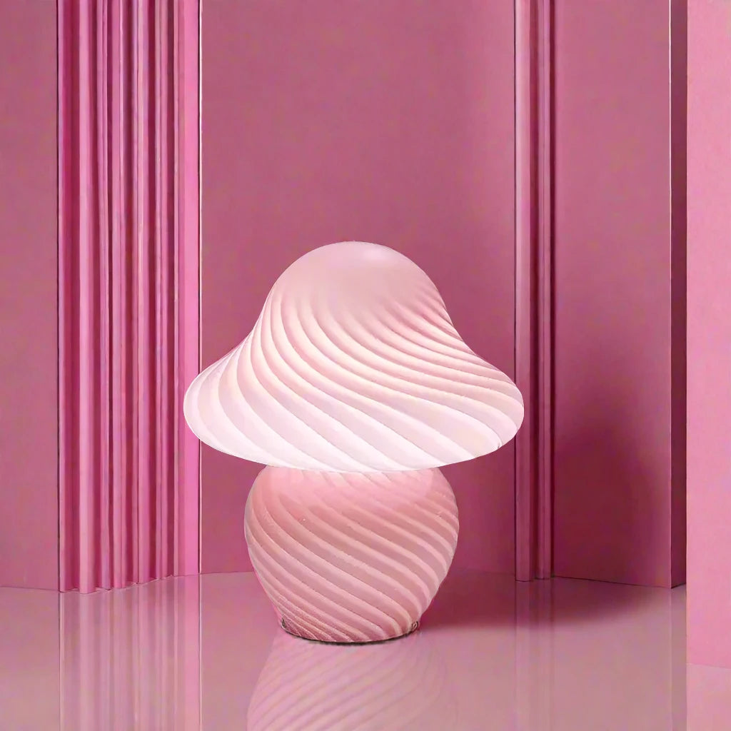 Mushroom Toad Stool Glass Striped Table Lamp - Yililo