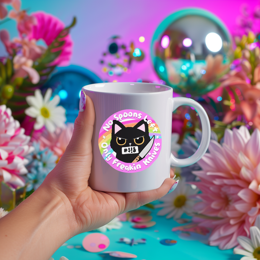 No Spoons Left Funny Rude Cat Mug Cup - Yililo