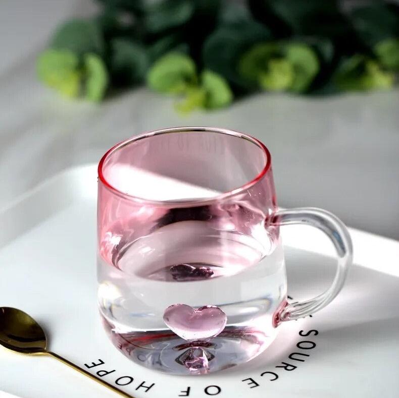 Ombré Pink Glass Heart Mug - Yililo