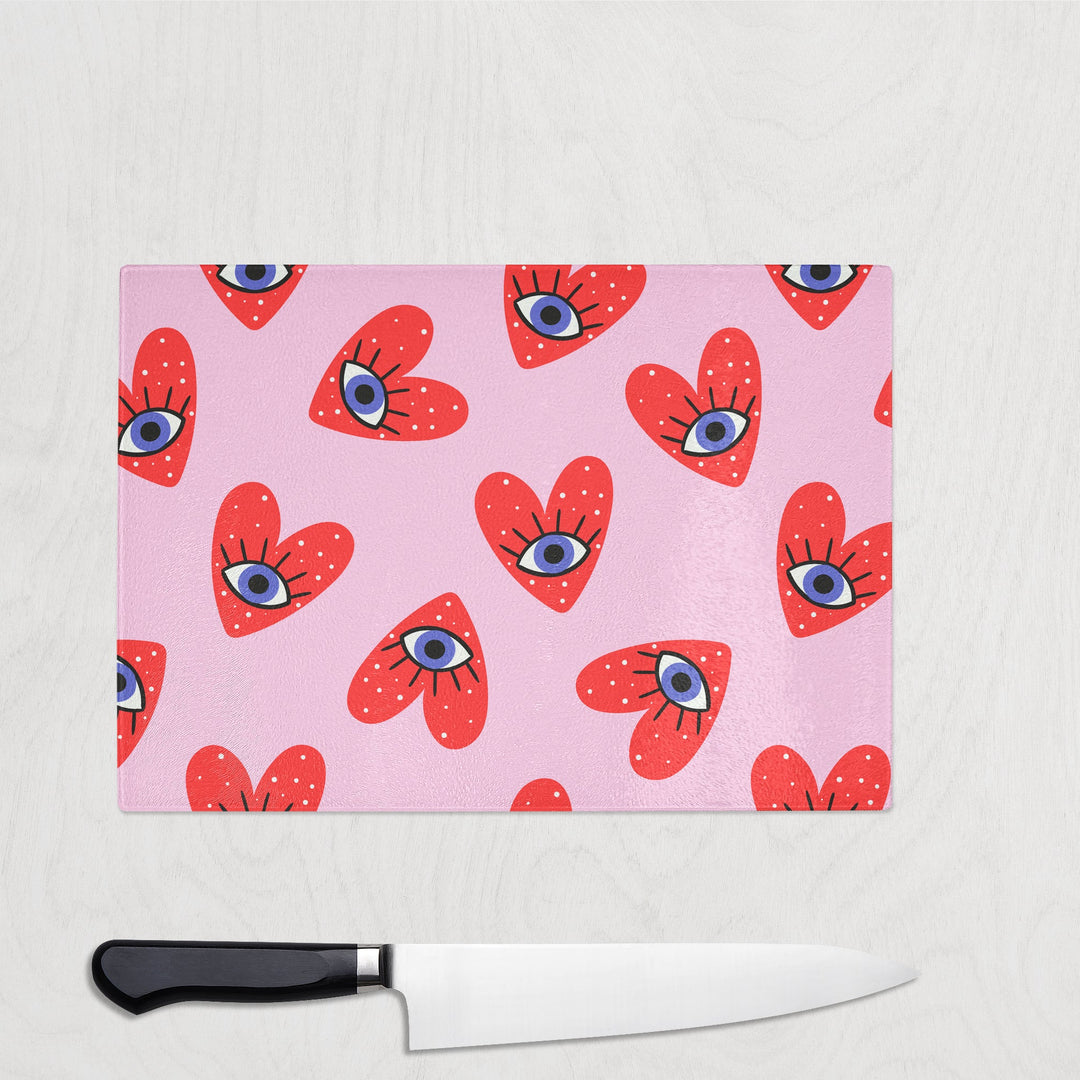 PINK AND RED EYES CHOPPING BOARD
