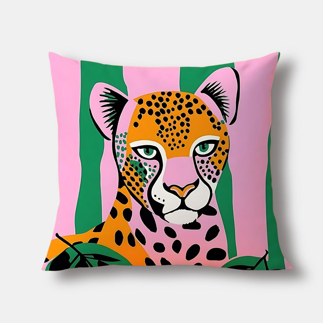 Pink And Green Leopard Cushion Cover 45cm - Yililo