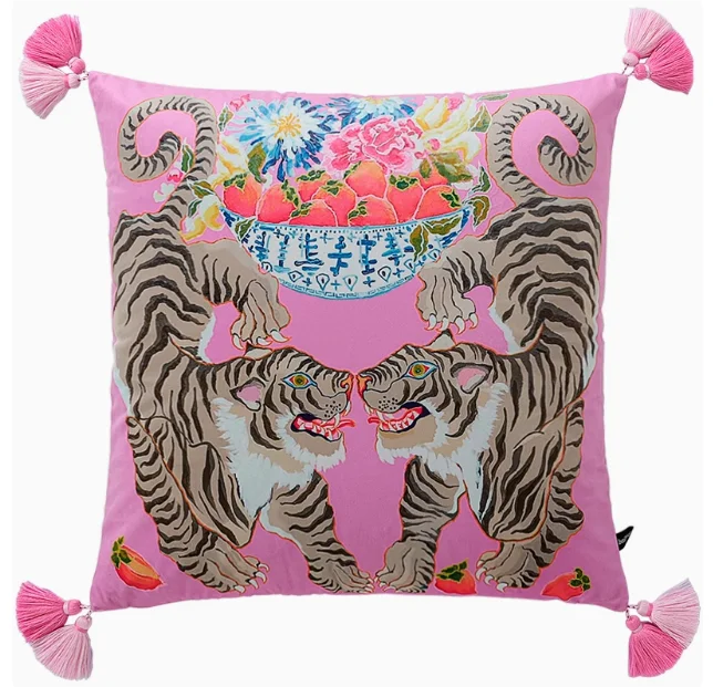 Pink Eastern Tiger Cushion Cover - Yililo