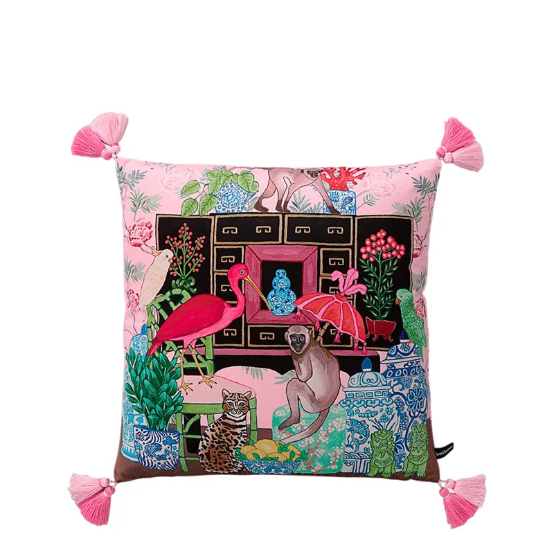 Pink Exotic Jungle Cushion Cover - Yililo