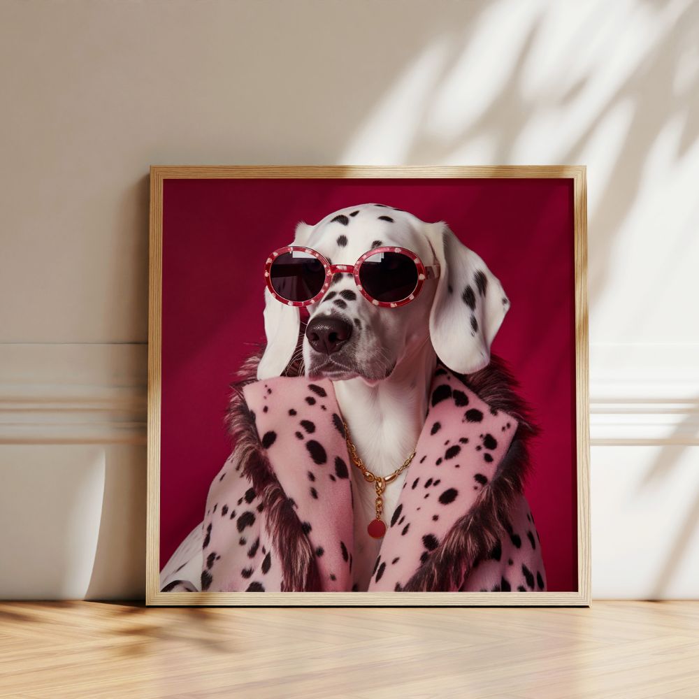 Pink Polka Dot Dog Funny Wall Art Poster - Yililo