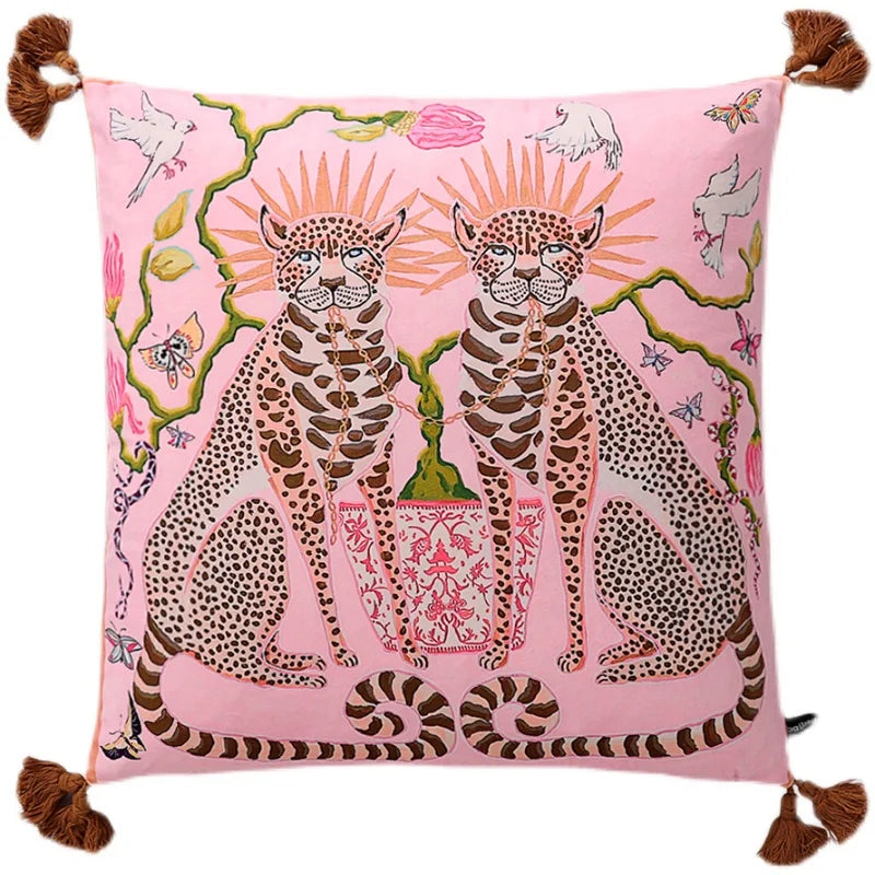 Pink Sacred Leopard Cushion Cover - Yililo