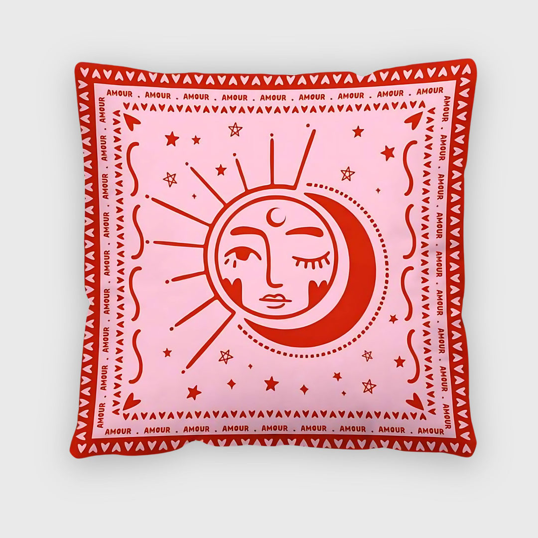 Pink Sun And Moon Love Cushion Cover 45cm - Yililo