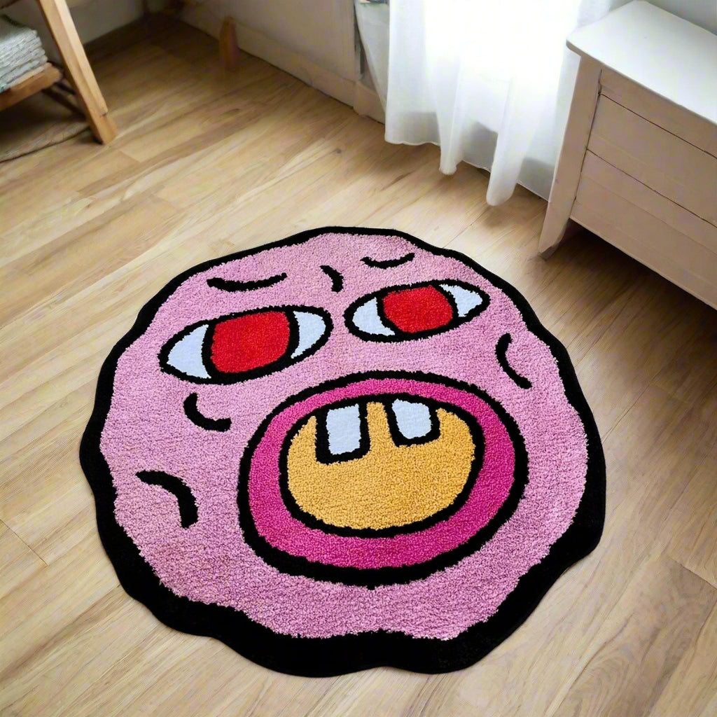 Pink Trippy Face Rug - Yililo