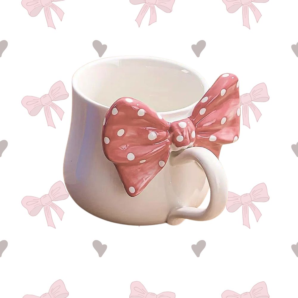 Polka Dot Bow Coquette Coffee Mug - Yililo