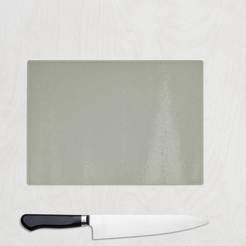 Sage Green Chopping board with a knife on a white background