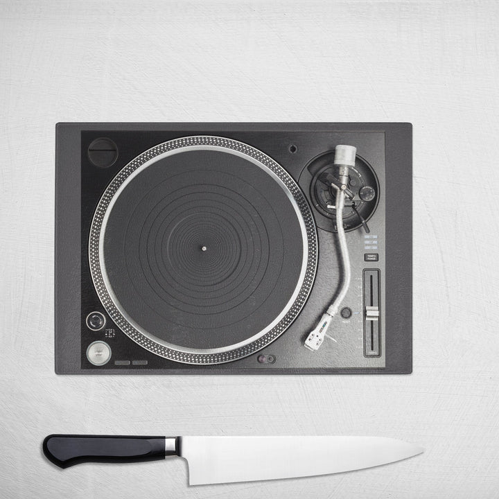 Black Music Glass Chopping Board Record Player - Sale - Yililo
