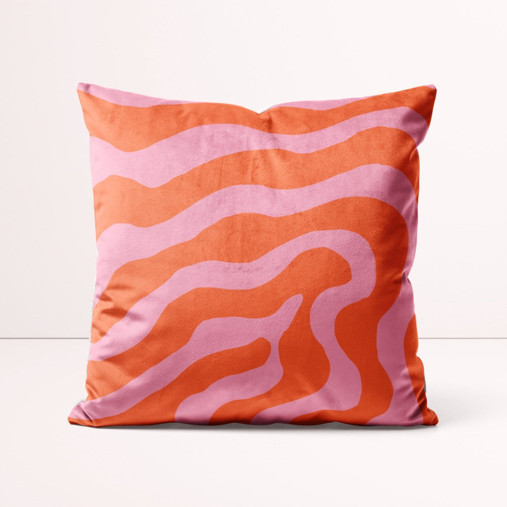 Red Pink Swirl Retro Sofa Bed Cushion - Yililo