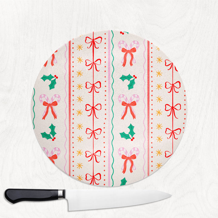 Bow Parade Round Glass Chopping Board