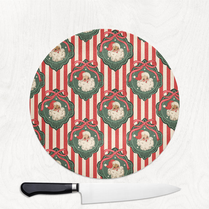 Santa Baby Round Glass Chopping Board