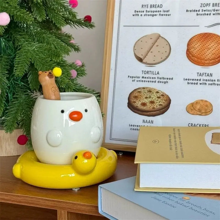 Adorable Duck Ceramic Mug with Yellow Floaty Base - Yililo