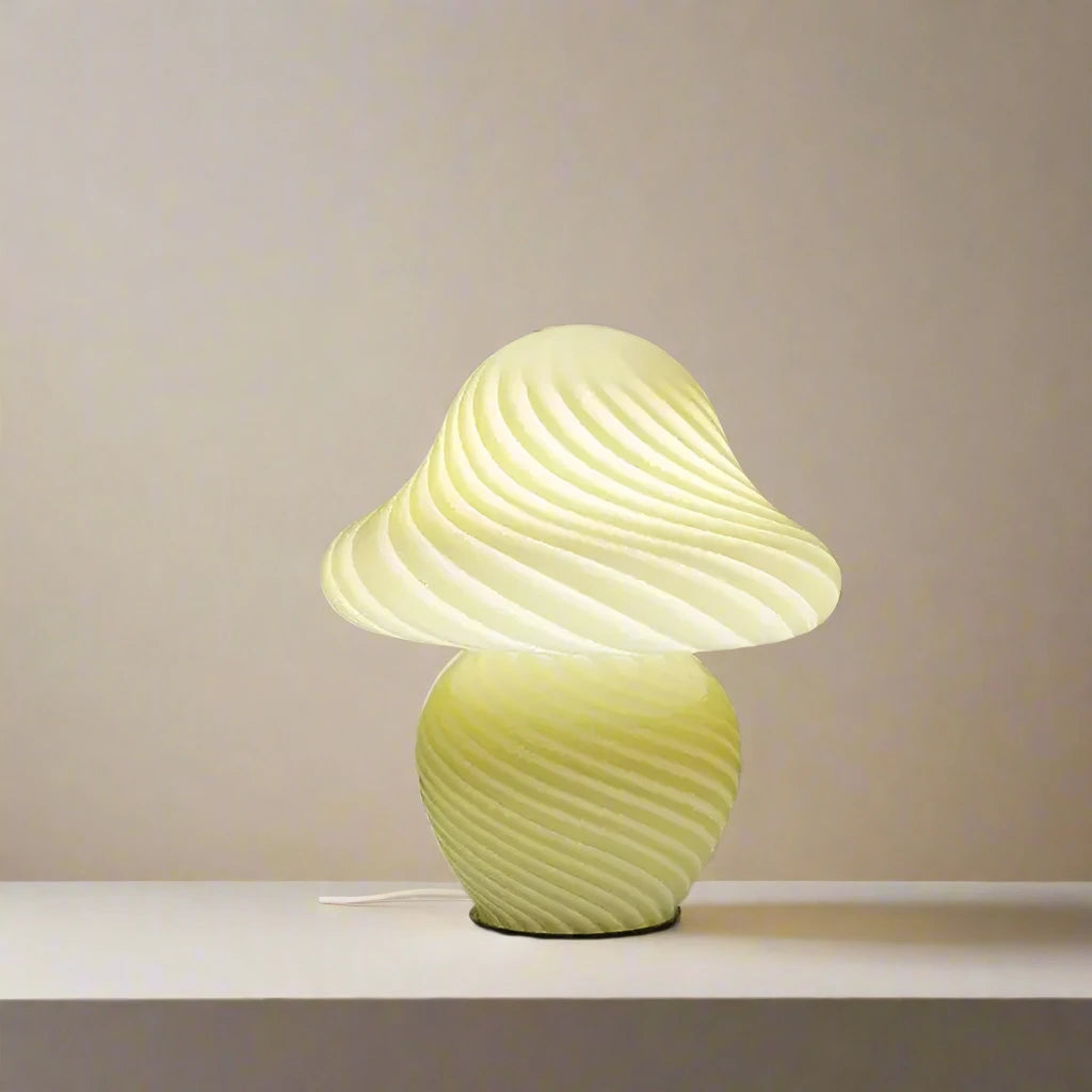 Mushroom Toad Stool Glass Striped Table Lamp