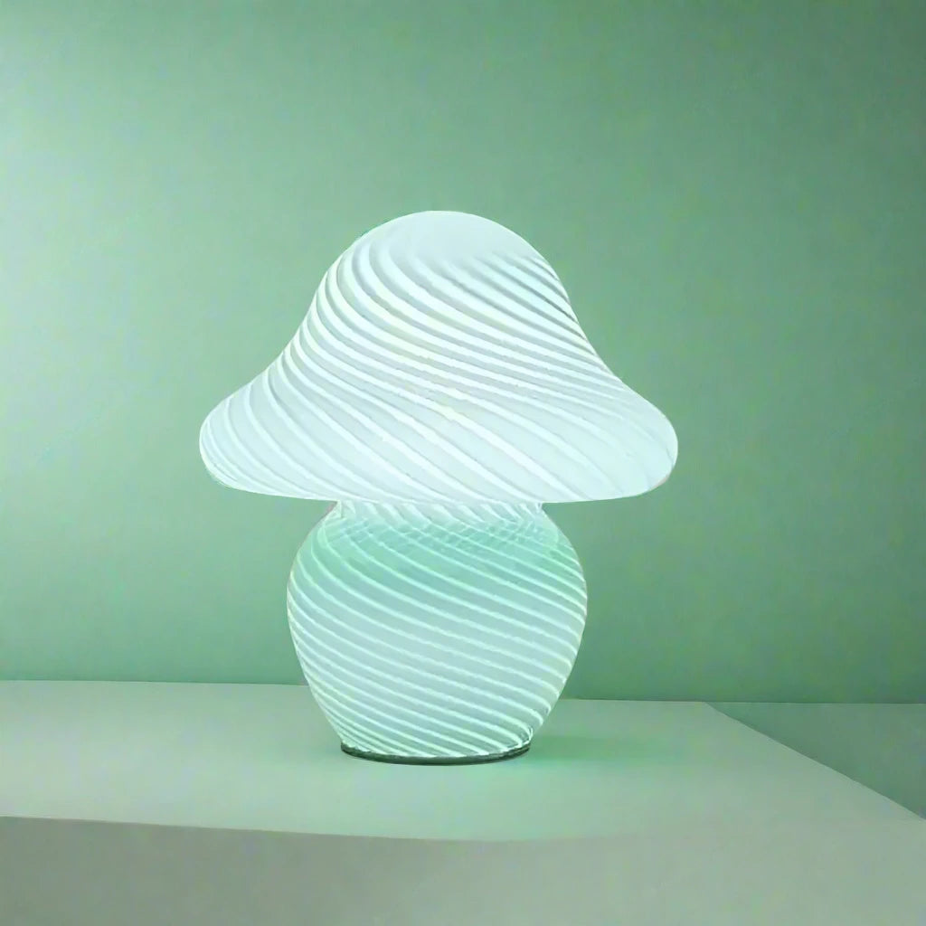 Mushroom Toad Stool Glass Striped Table Lamp - Yililo