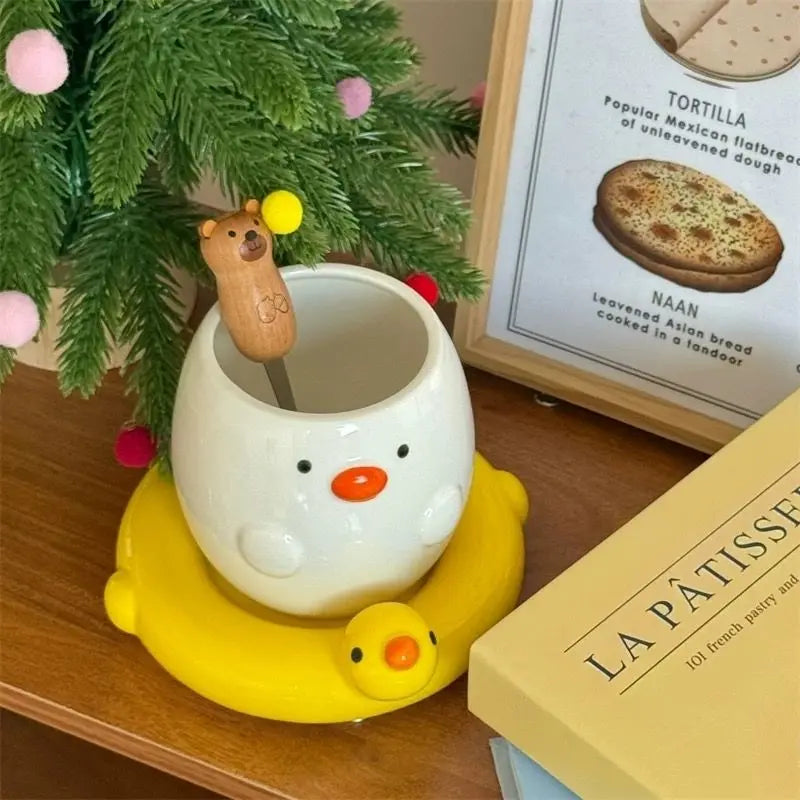 Adorable Duck Ceramic Mug with Yellow Floaty Base