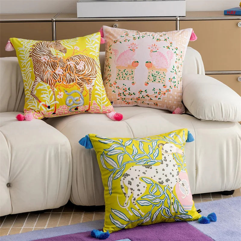 Blush & Peach Foo Dog Cushion Cover - Yililo