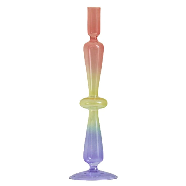 Rainbow Colour Glass Retro Candlesticks Taper Candle Holders - Yililo