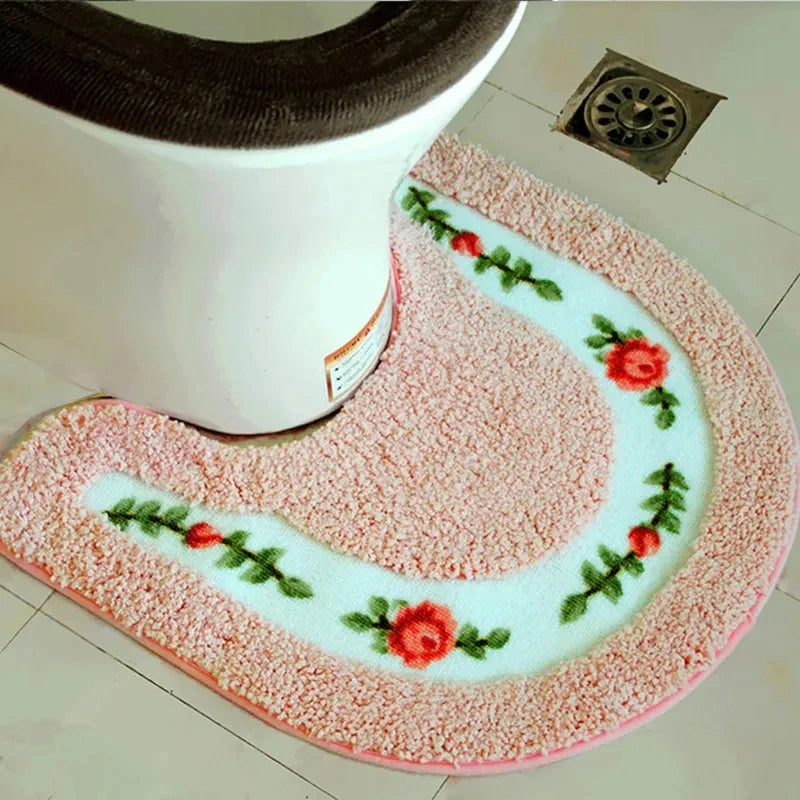 Pedestal Flower Toilet Mat Rugs