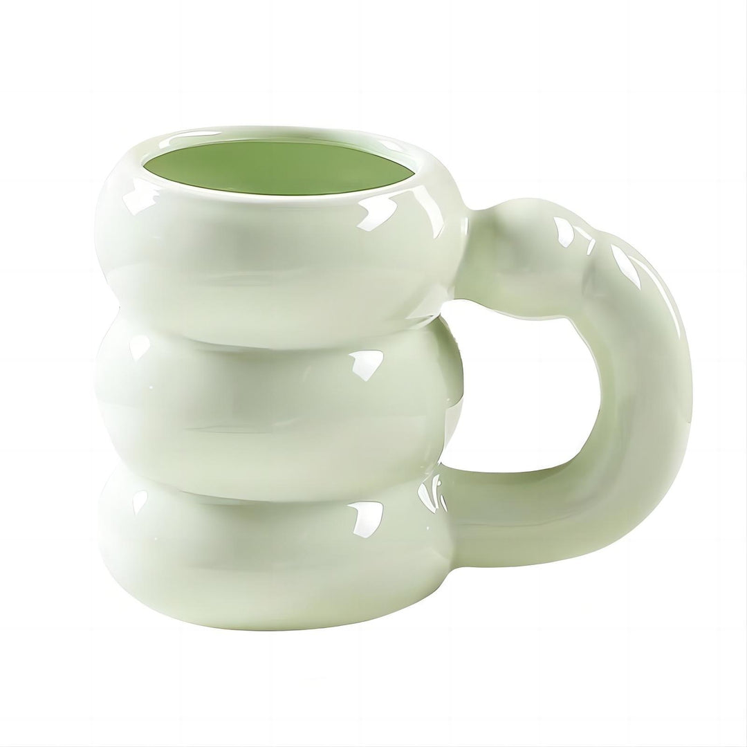 Pearl Chunky Barrel Bubble Mug White Mint Green Cup