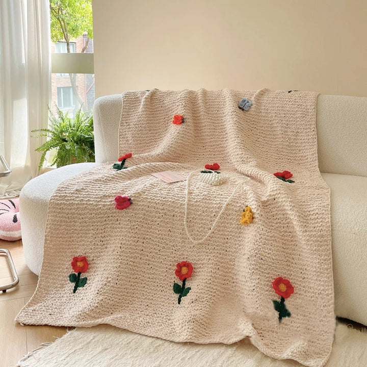 Knitted French Flower Blanket